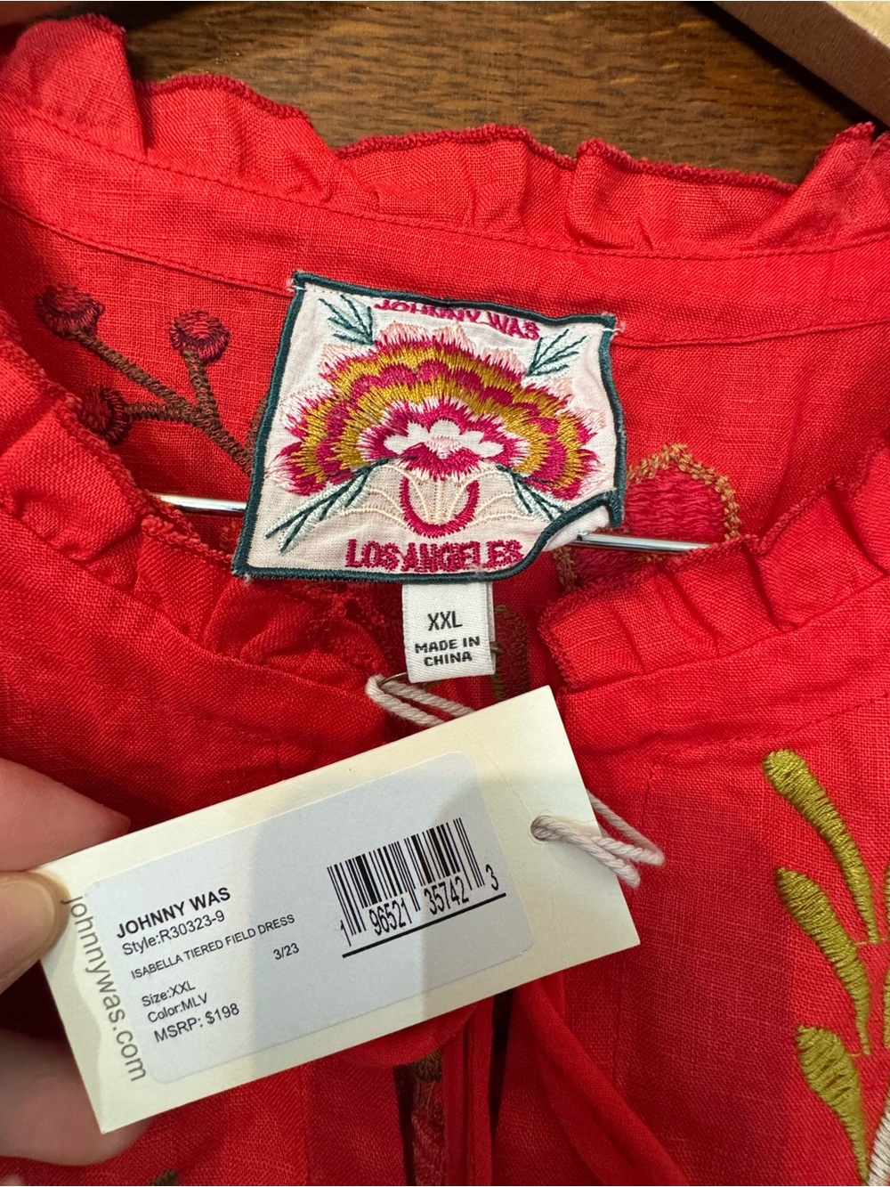 Johnny Was Red Embroidered Floral Tunic - Picture 3 of 4